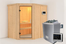 Karibu | Sauna Carin | Helderglas | Kachel 4,5 kW Externe Bediening