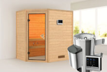 Karibu | Sauna Cilja | Bronzeglas | Biokachel 3,6 kW Externe Bediening