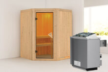 Karibu | Sauna Larin | Bronzeglas | Kachel 4,5 kW Geïntegreerde Bediening