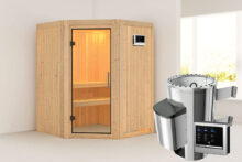 Karibu | Sauna Nanja | Helderglas | Kachel 3,6 kW Externe Bediening