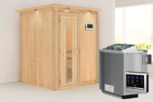 Karibu | Sauna Norin met Dakkraag | Energiesparend | Biokachel 4,5 kW Externe Bediening