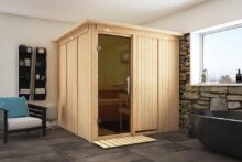 Karibu | Sauna Rodin met Dakkraag | Deur Antracietglas