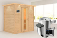 Karibu | Sauna Ronja met Dakkraag | Energiesparend | Kachel 3,6 kW Externe Bediening