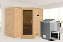 Karibu | Sauna Sahib 2 | Antracietglas | Biokachel 9 kW Externe Bediening