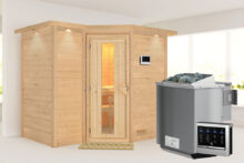 Karibu | Sauna Sahib 2 met Dakkraag | Energiesparend | Biokachel 9 kW Externe Bediening