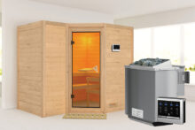 Karibu | Sauna Sahib 2 | Bronzeglas | Biokachel 9 kW Externe Bediening