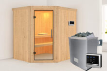 Karibu | Sauna Siirin | Helderglas | Biokachel 4,5 kW Externe Bediening