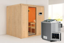 Karibu | Sauna Sodin | Bronzeglas | Biokachel 4,5 kW Externe Bediening