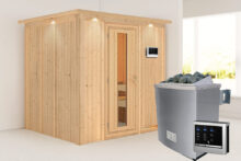 Karibu | Sauna Sodin met Dakkraag | Energiesparend | Kachel 4,5 kW Externe Bediening