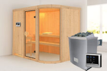 Karibu | Sauna Titania 4 | Bronzeglas | Kachel 9 kW Externe Bediening