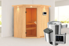 Karibu | Sauna Tonja | Bronzeglas | Biokachel 3,6 kW Externe Bediening