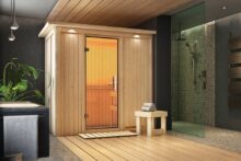 Karibu | Sauna Variado met Dakkraag | Helderglas | Kachel 4,5 kW Geïntegreerde Bediening