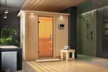 Karibu | Sauna Variado met Dakkraag | Helderglas | Kachel 4,5 kW Externe Bediening