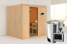 Karibu | Sauna Daria | Bronzeglas | Biokachel 3,6 kW Externe Bediening