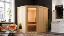 Karibu | Sauna Siirin | Helderglas | Kachel 4,5 kW Geïntegreerde Bediening