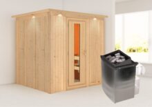 Karibu | Sauna Sodin met Dakkraag | Energiesparend | Kachel 4,5 kW Geïntegreerde Bediening