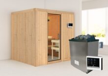 Karibu | Sauna Sodin | Helderglas | Kachel 4,5 kW Externe Bediening