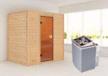 Woodfeeling | Sauna Sonja | Bronzeglas | Kachel 4,5 kW Geïntegreerde Bediening