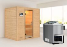 Woodfeeling | Sauna Sonja | Helderglas | Biokachel 4,5 kW Externe Bediening