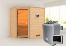 Woodfeeling | Sauna Svea | Bronzeglas | Kachel 4,5 kW Externe Bediening