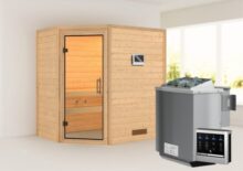 Woodfeeling | Sauna Svea | Helderglas | Biokachel 4,5 kW Externe Bediening