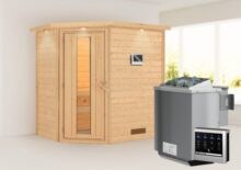 Woodfeeling | Sauna Svea met Dakkraag | Energiesparend | Biokachel 4,5 kW Externe Bediening