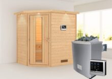 Woodfeeling | Sauna Svea met Dakkraag | Energiesparend | Kachel 4,5 kW Geïntegreerde Bediening