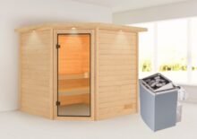 Woodfeeling | Sauna Tilda met Dakkraag | Kachel 4,5 kW Geïntegreerde Bediening